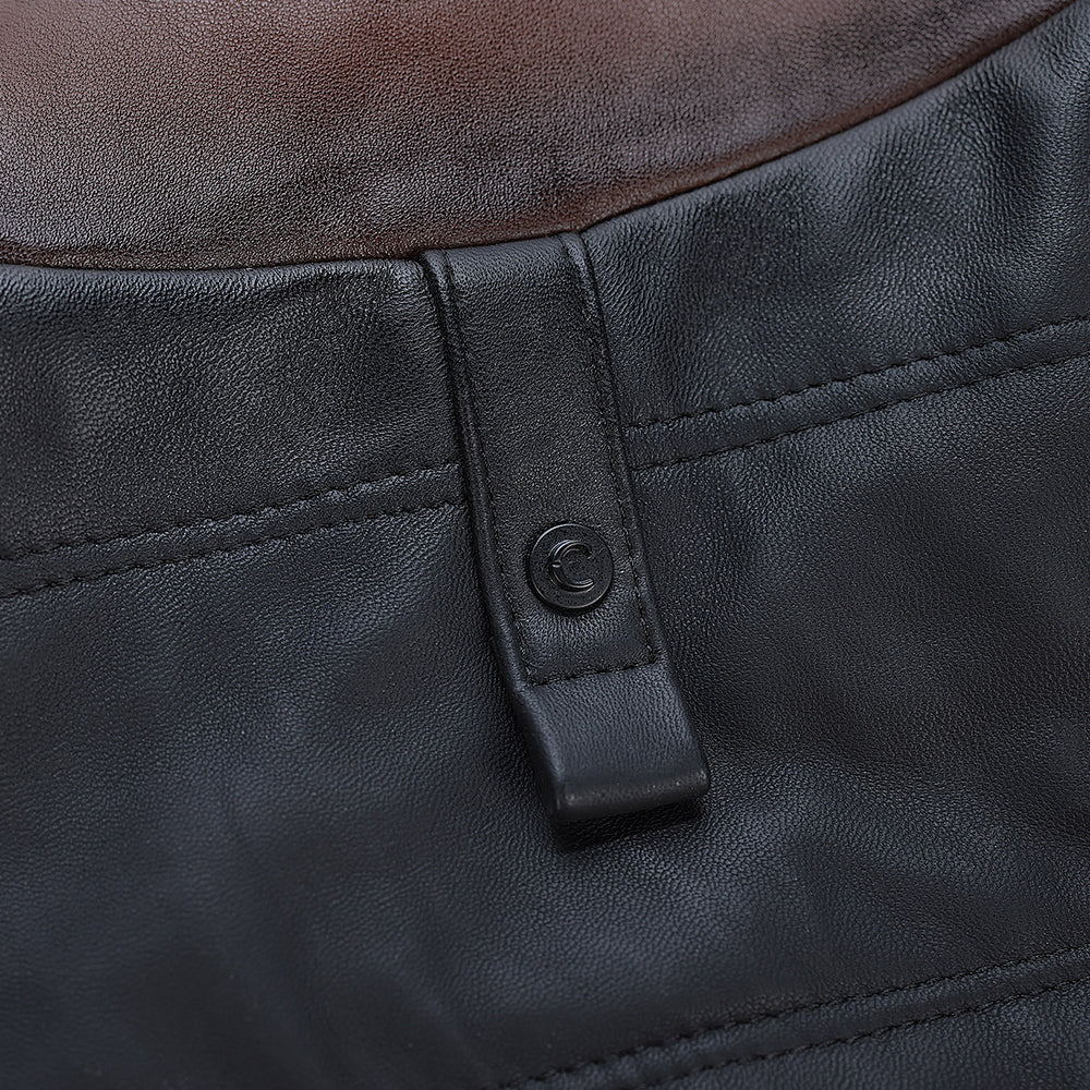 Black bi-tone ovine zipper vest