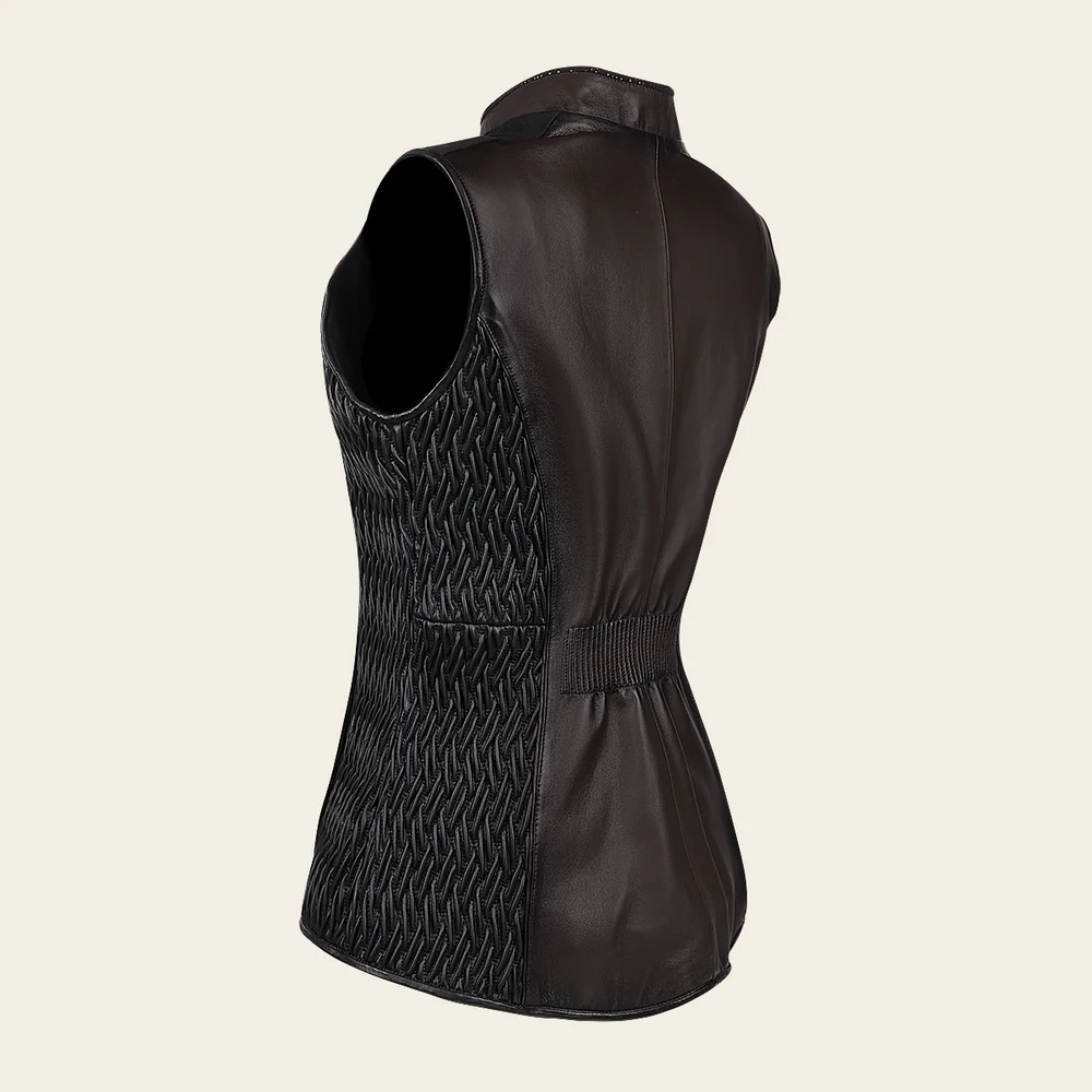 Dark Brown Ovine contrast leather Vest 13 Dark Brown Ovine contrast leather Vest