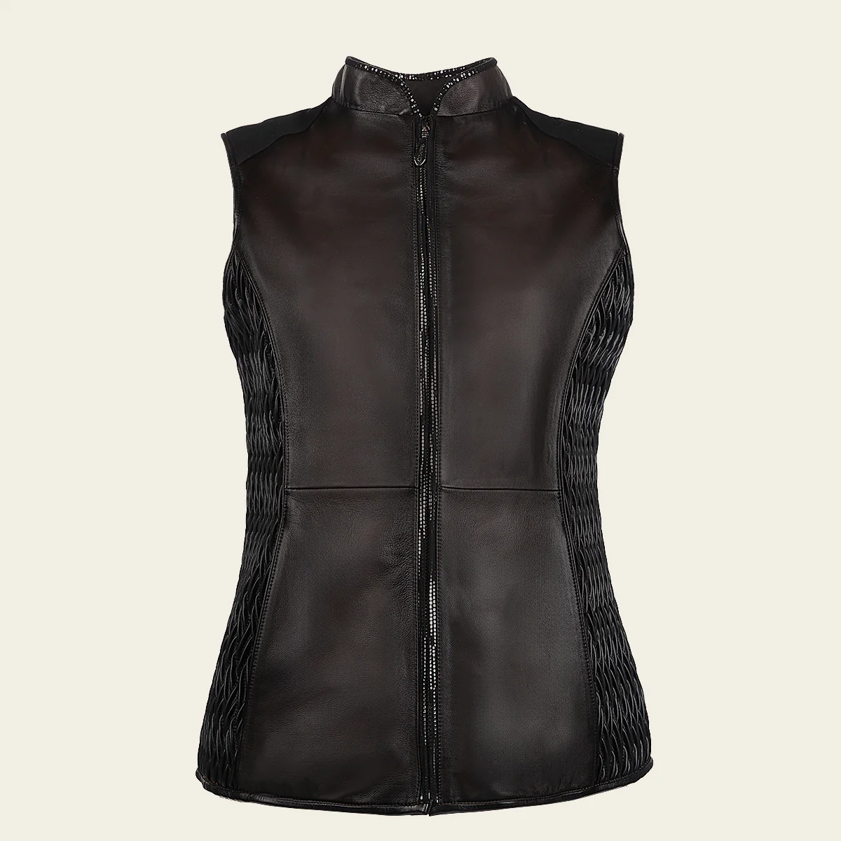 Dark Brown Ovine contrast leather Vest 8 Dark Brown Ovine contrast leather Vest