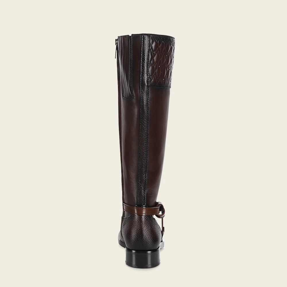 Riding style engraved dark brown calf boot 19 Riding style engraved dark brown calf boot
