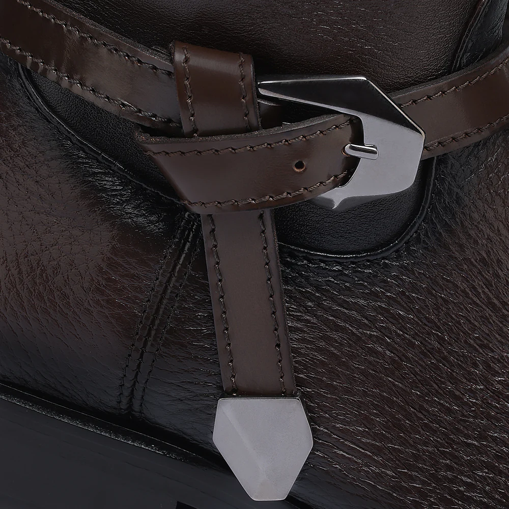 Riding style engraved dark brown calf boot 22 Riding style engraved dark brown calf boot