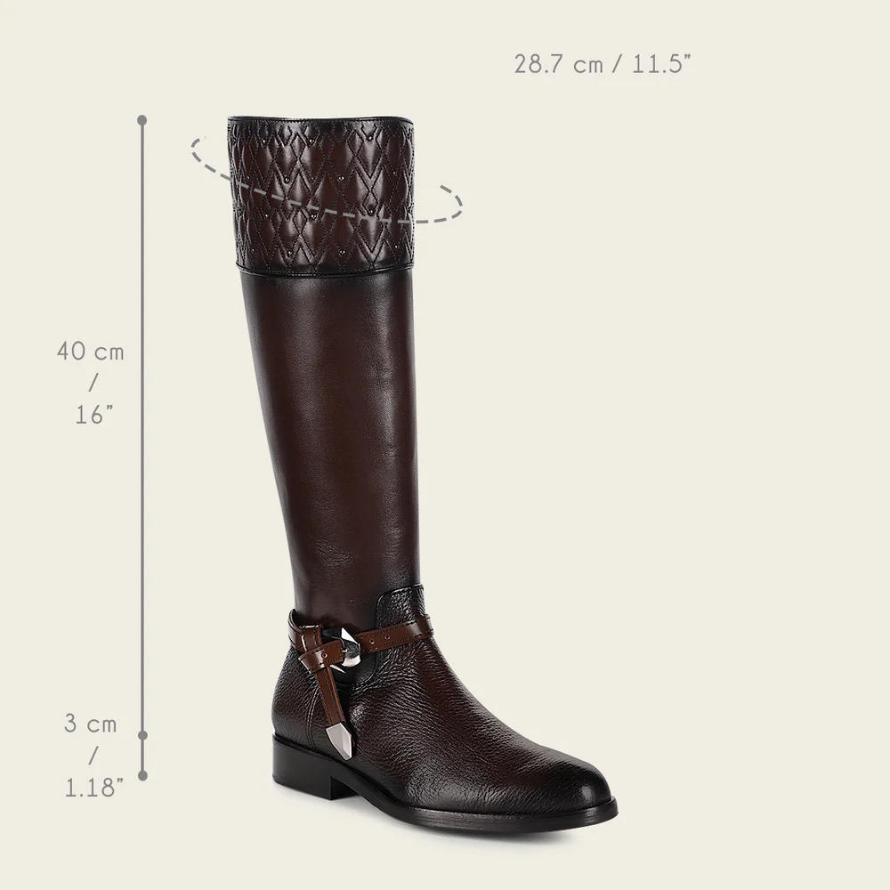 Riding style engraved dark brown calf boot 24 Riding style engraved dark brown calf boot