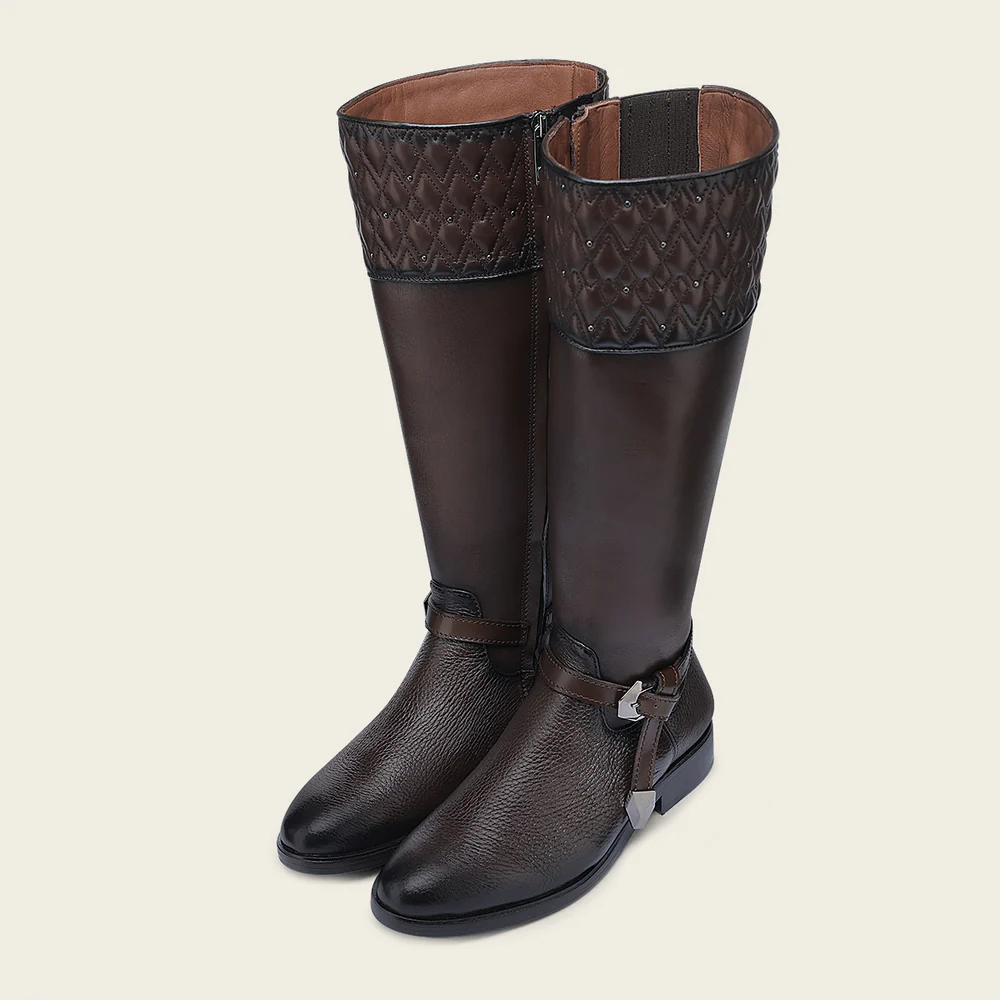 Riding style engraved dark brown calf boot 8 Riding style engraved dark brown calf boot