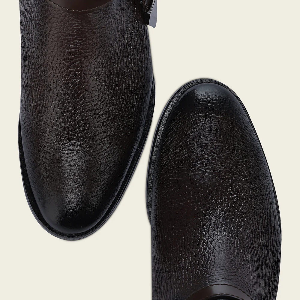 Riding style engraved dark brown calf boot 9 Riding style engraved dark brown calf boot