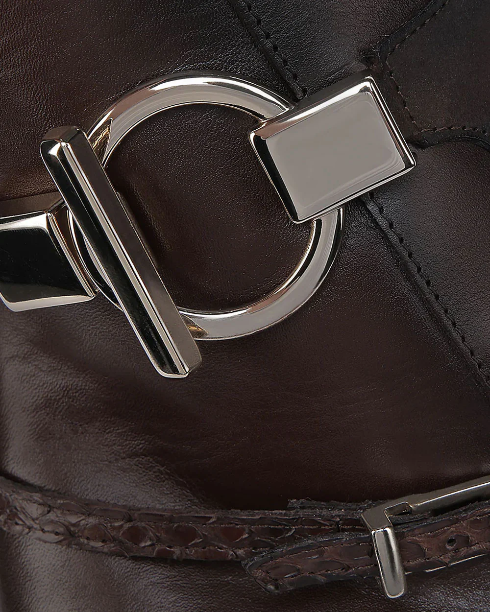 Tall genuine dark brown exotic boot