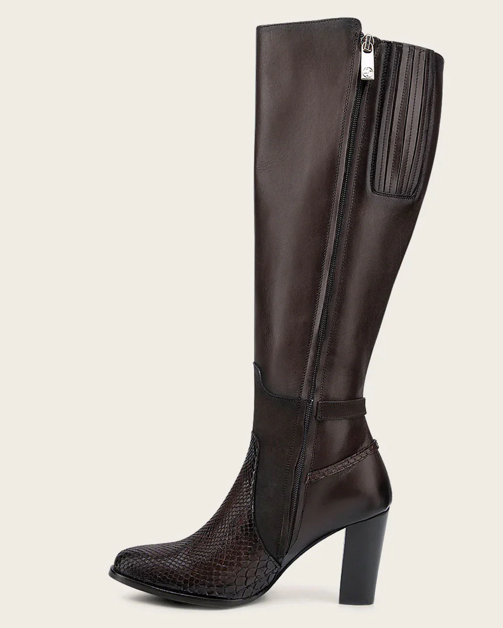 Tall genuine dark brown exotic boot
