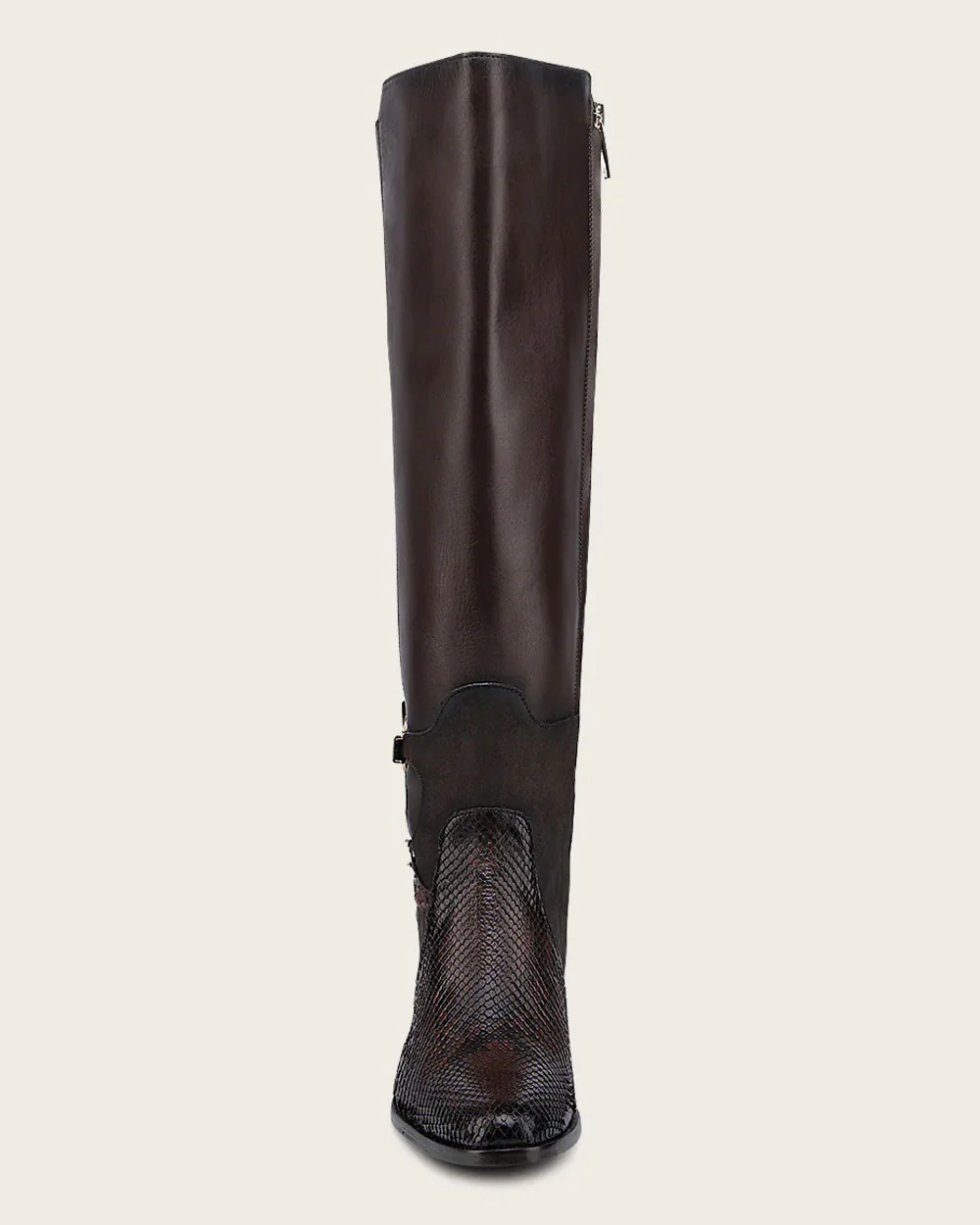 Tall genuine dark brown exotic boot