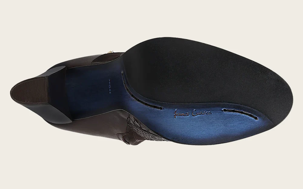 Tall genuine dark brown exotic boot