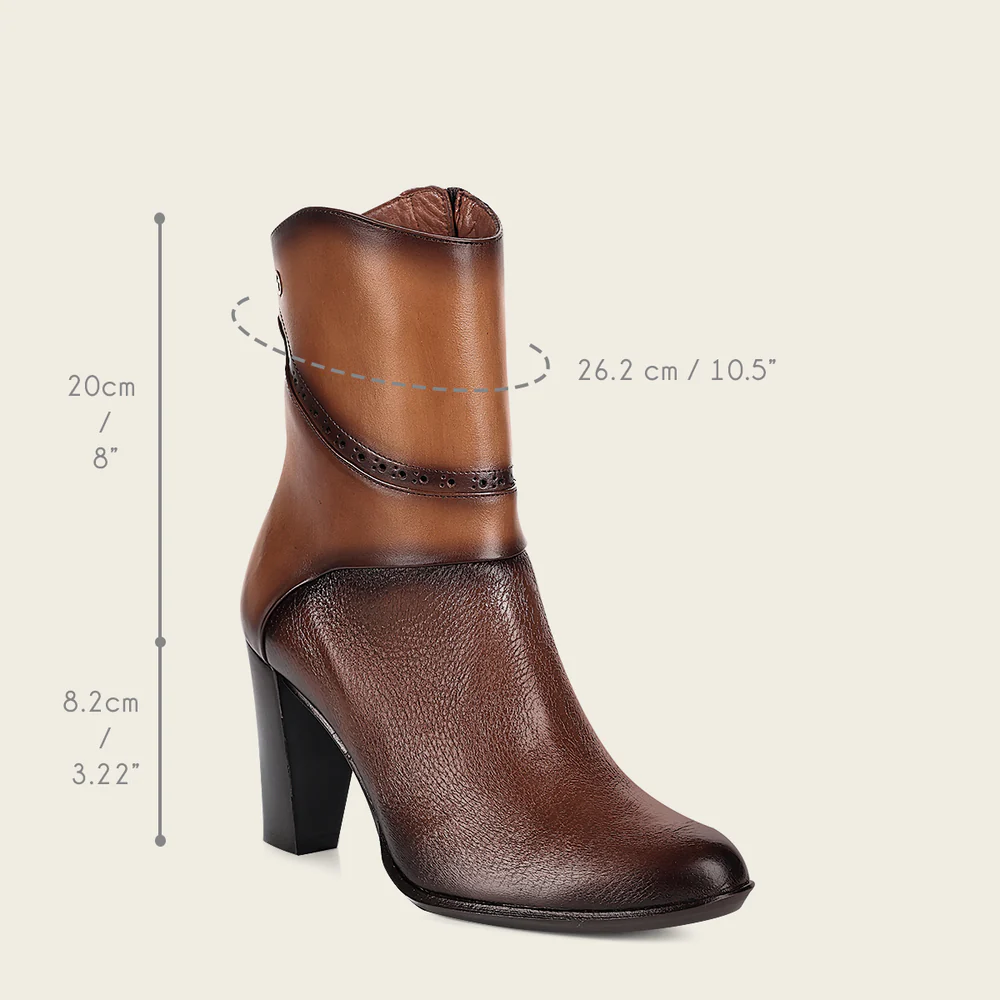 Ankle contrasting honey brown bootie