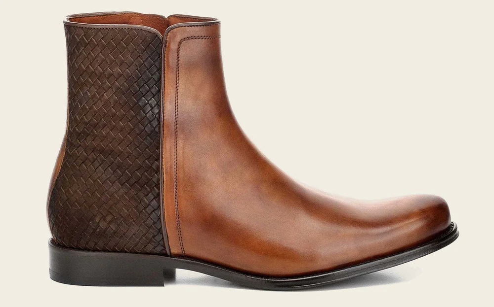 Handwoven Honey Leather Dress Boots