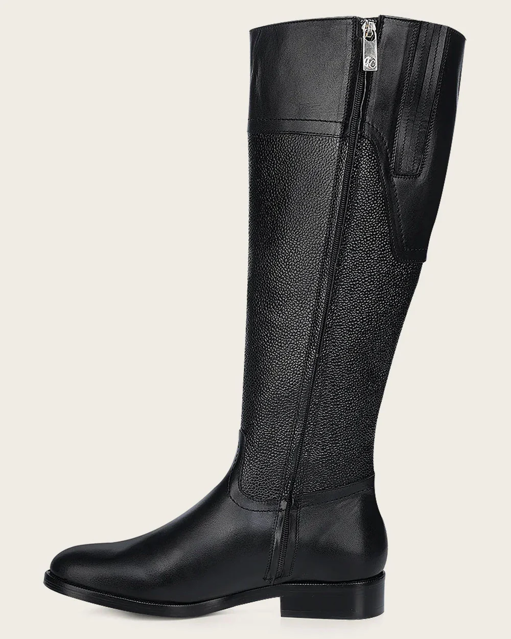 Riding style black bovine boot