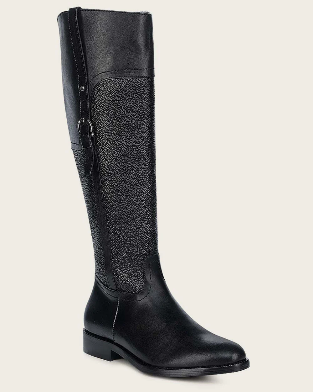 Riding style black bovine boot