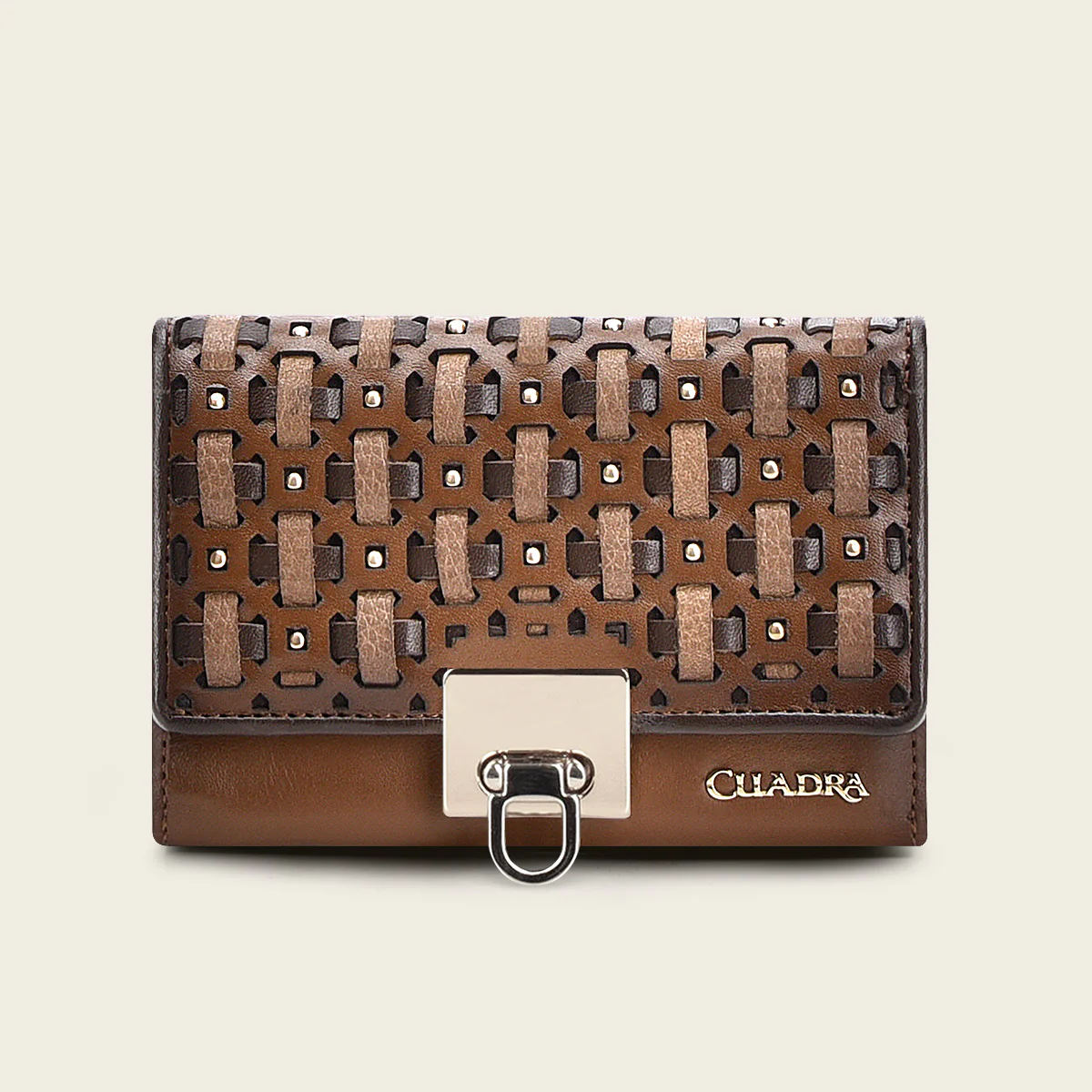 Maple Small Woven Leather Tri-Fold Wallet