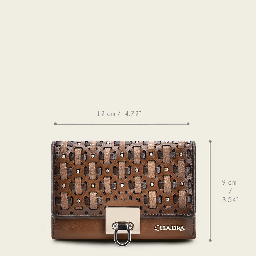 Maple Small Woven Leather Tri-Fold Wallet