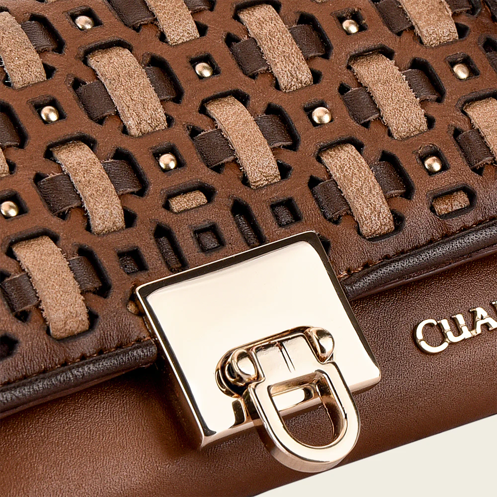 Maple Small Woven Leather Tri-Fold Wallet