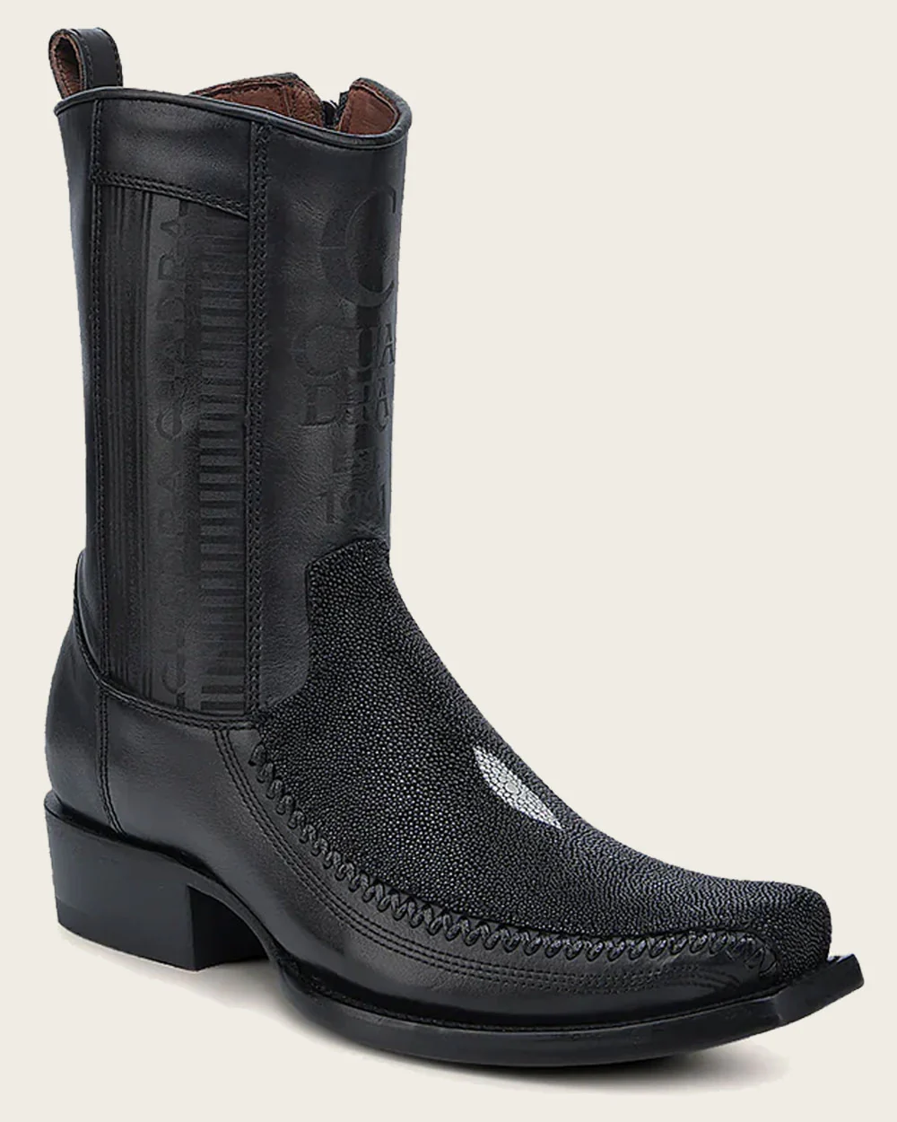 Engraved Black Stingray Cowboy Boots