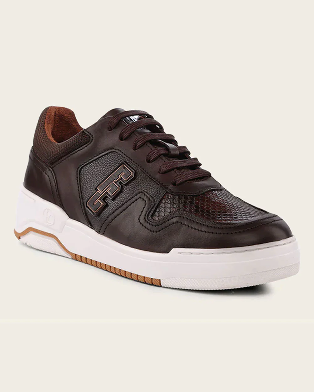 Sneakers dark brown exotic leather