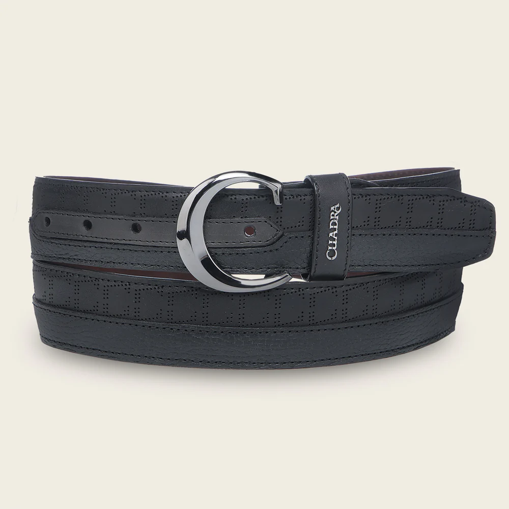 Grey engraved bovine Belt