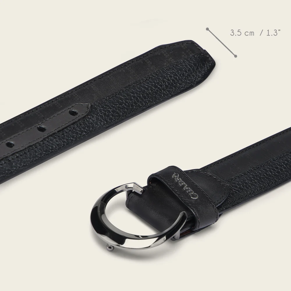 Grey engraved bovine Belt
