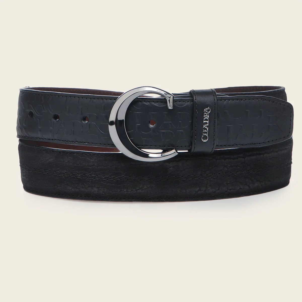 Black bovine casual belt
