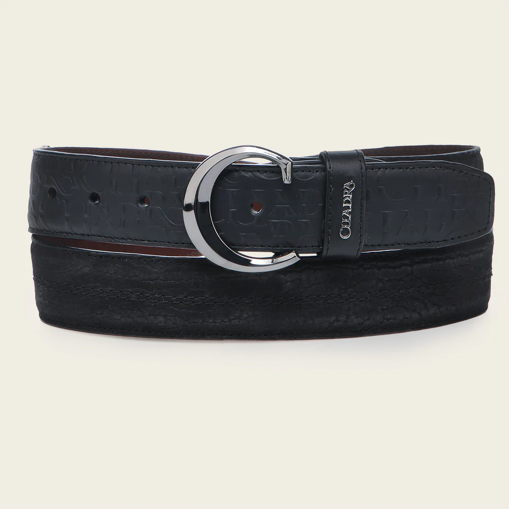 Black bovine casual belt