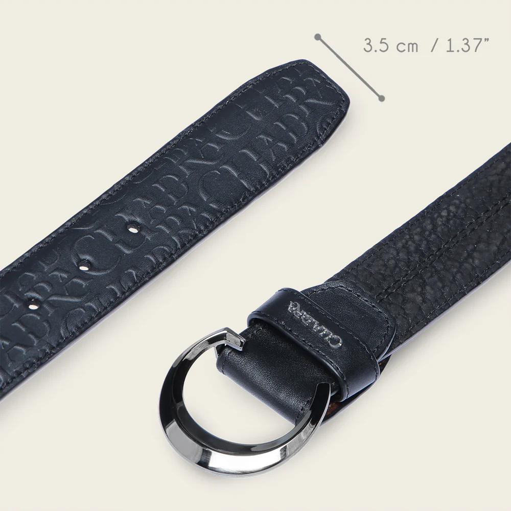 Black bovine casual belt