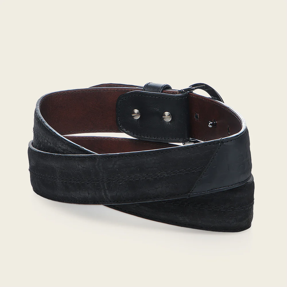 Black bovine casual belt