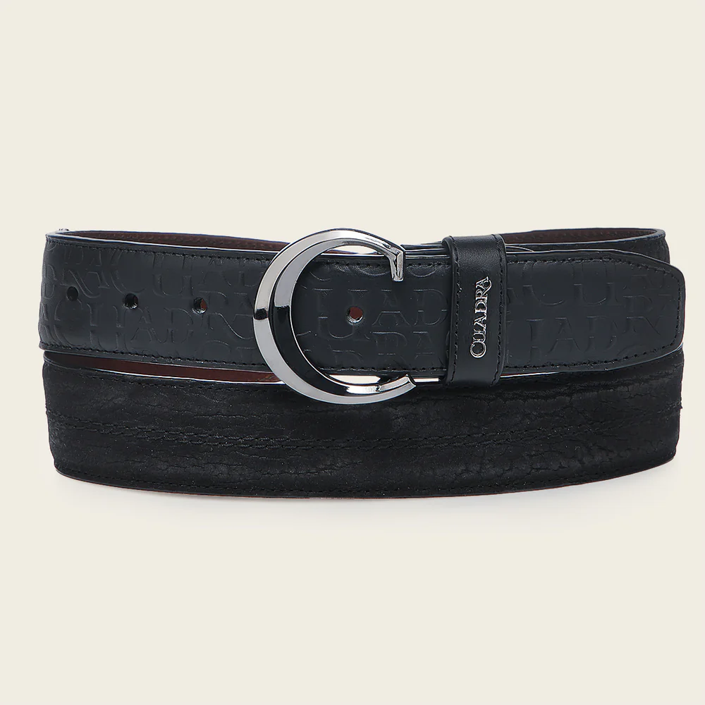 Black bovine casual belt