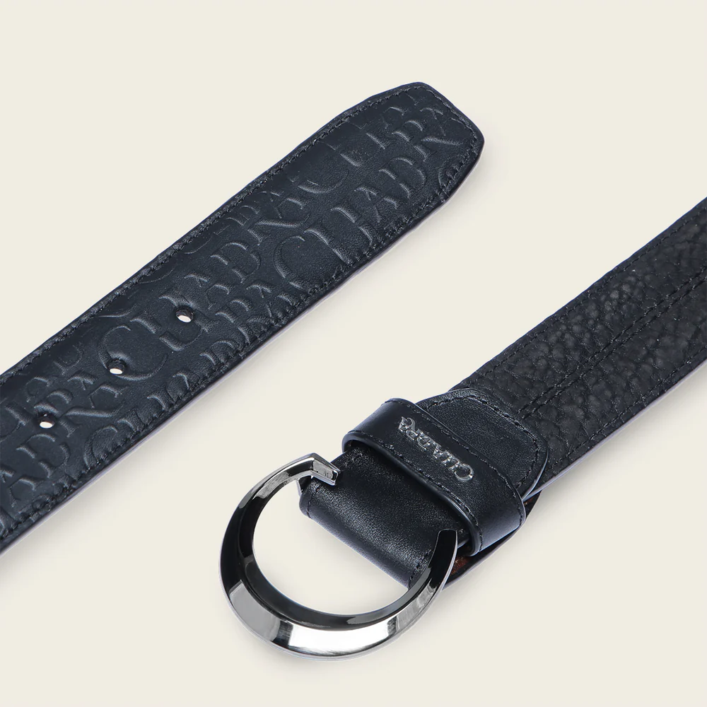 Black bovine casual belt