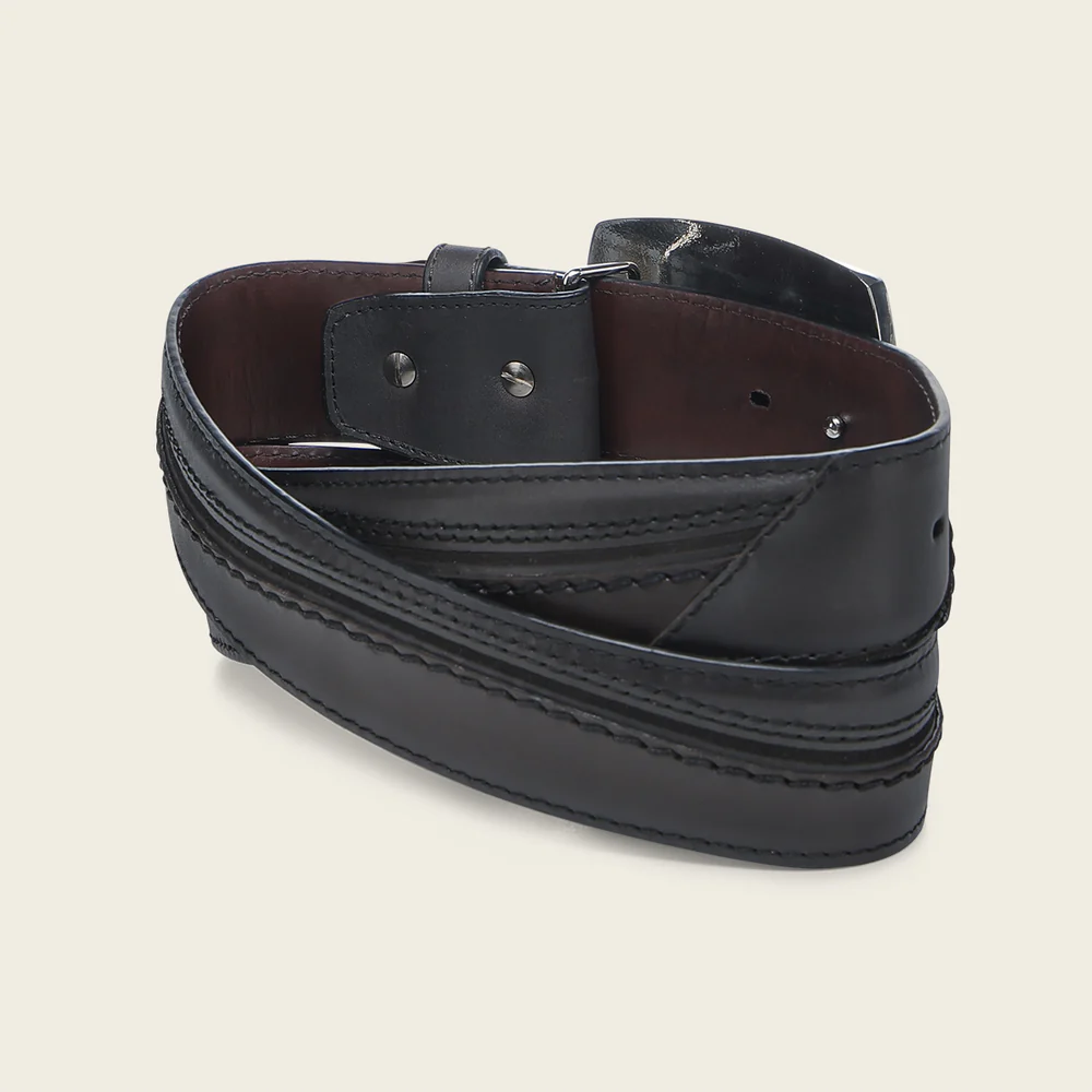 Brown contrasting textures belt