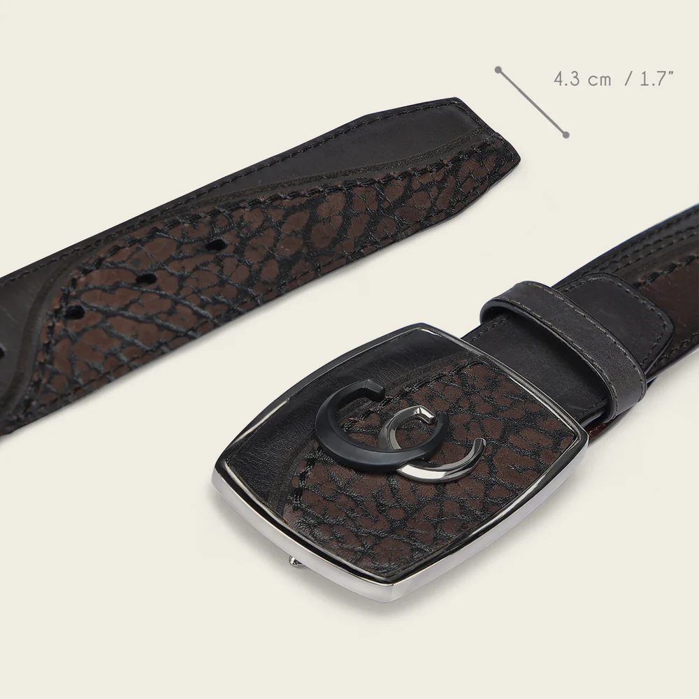 Brown contrasting textures belt