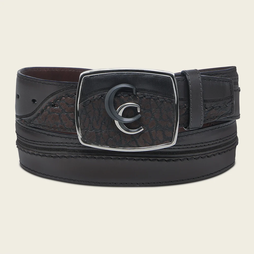 Brown contrasting textures belt