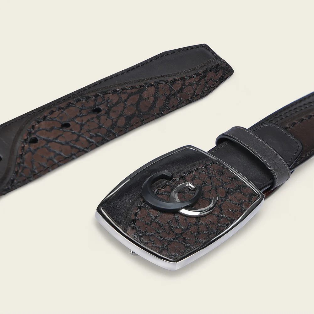 Brown contrasting textures belt