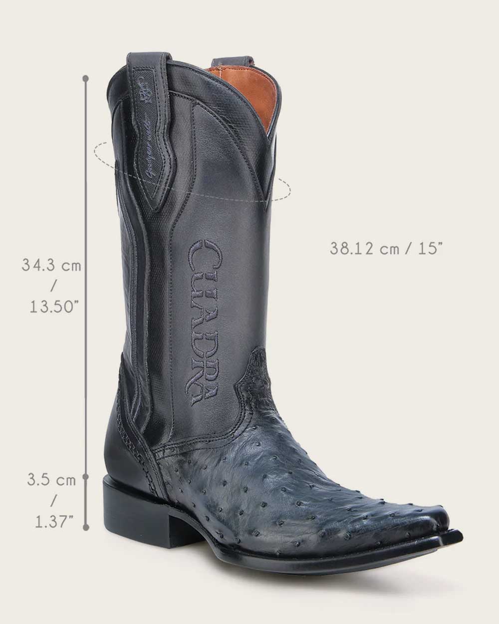 Western oxford blue ostrich boot