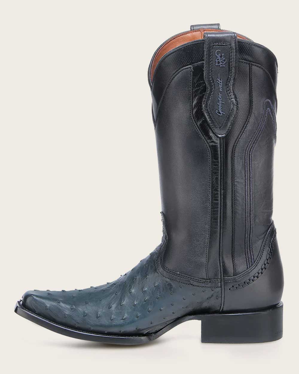 Western oxford blue ostrich boot
