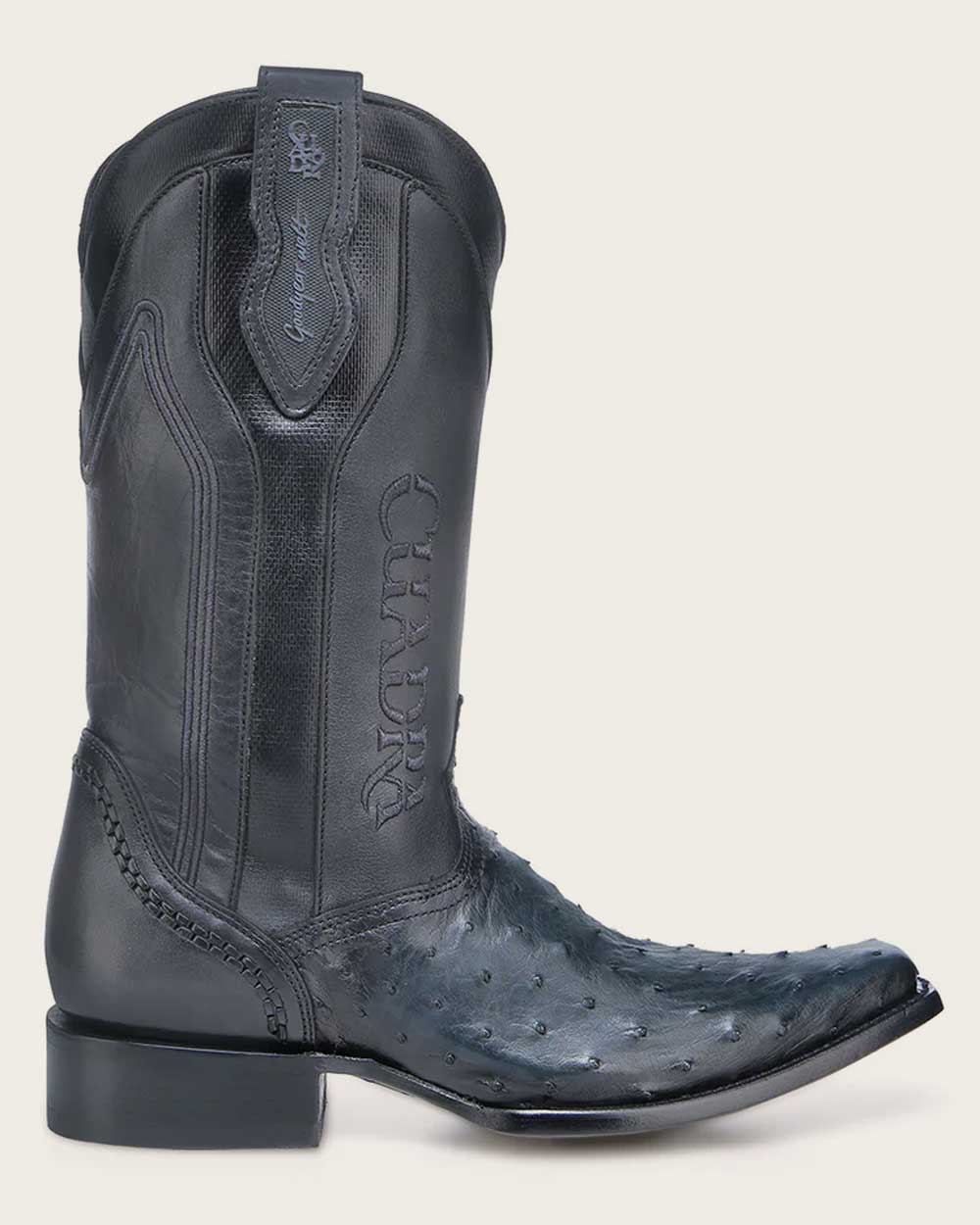 Western oxford blue ostrich boot