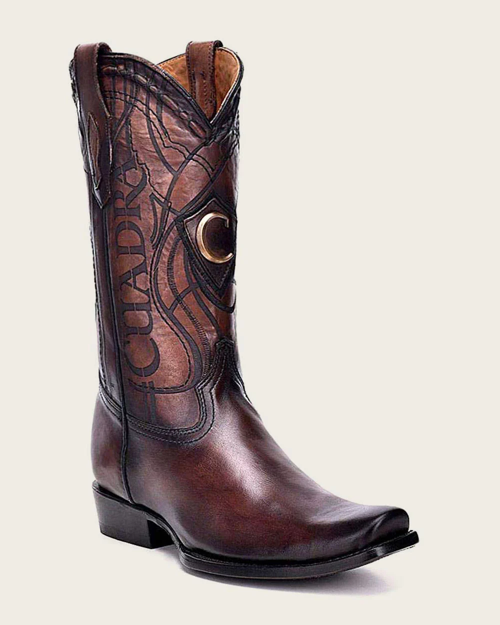 Western Boot Engraved in Brown