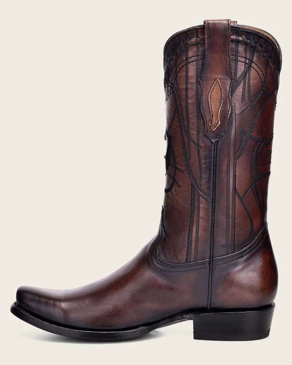 Western Boot Engraved in Brown