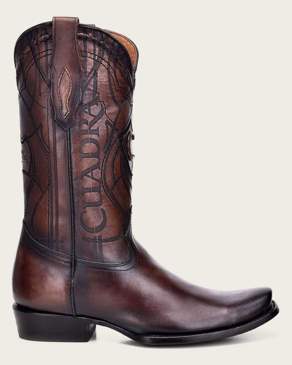 Western Boot Engraved in Brown