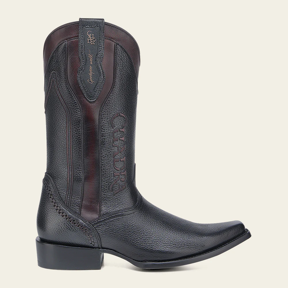 Western embroidered black deer boot