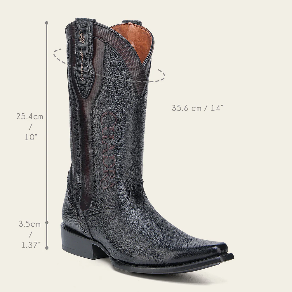 Western embroidered black deer boot
