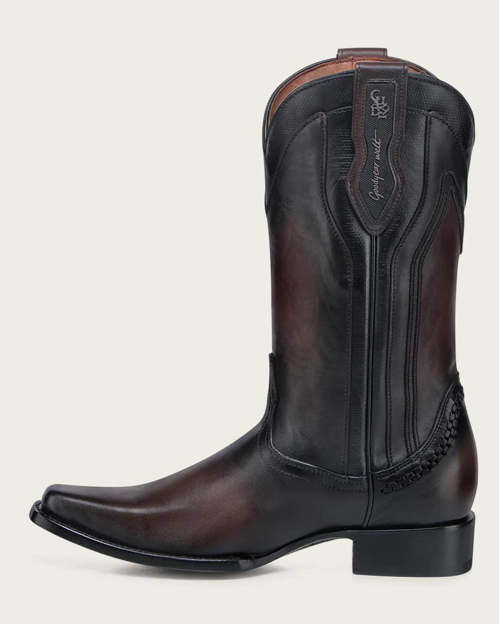 Western embroidered dark brown boot