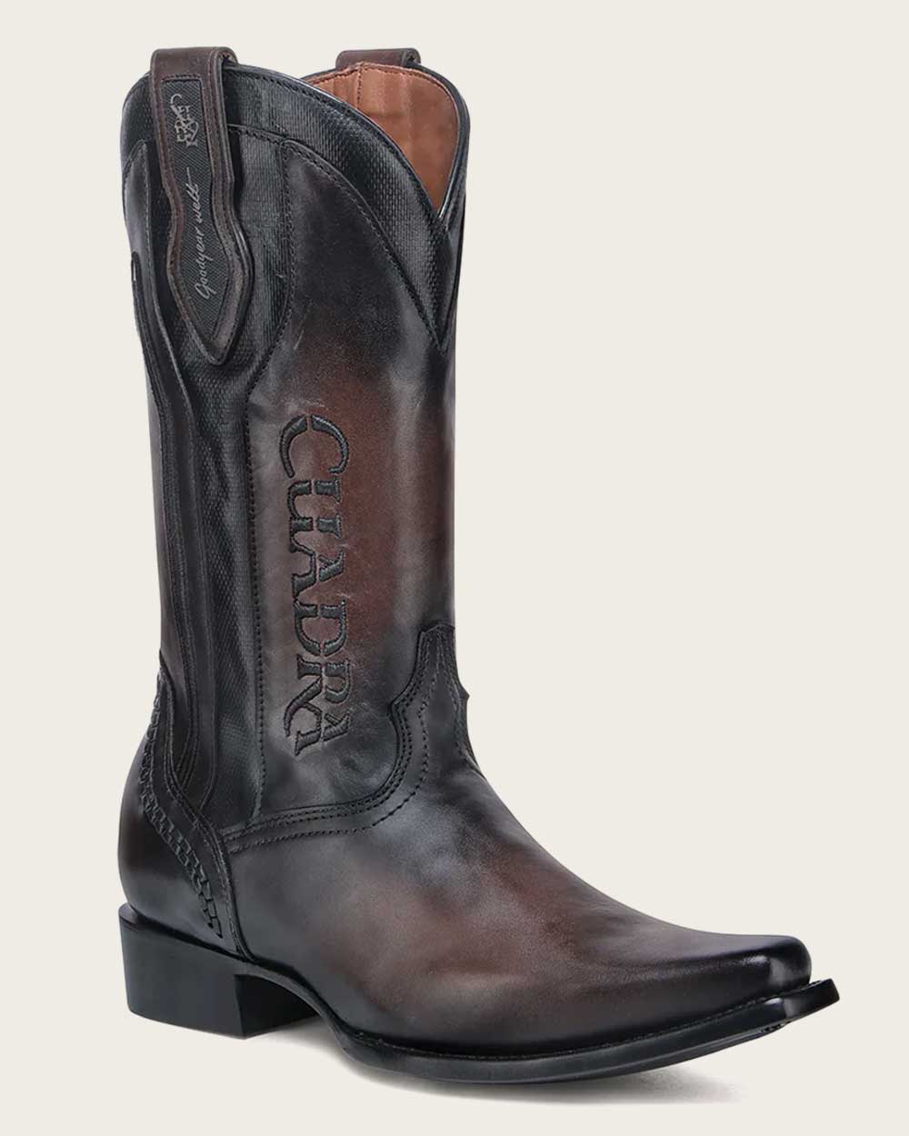 Western embroidered dark brown boot