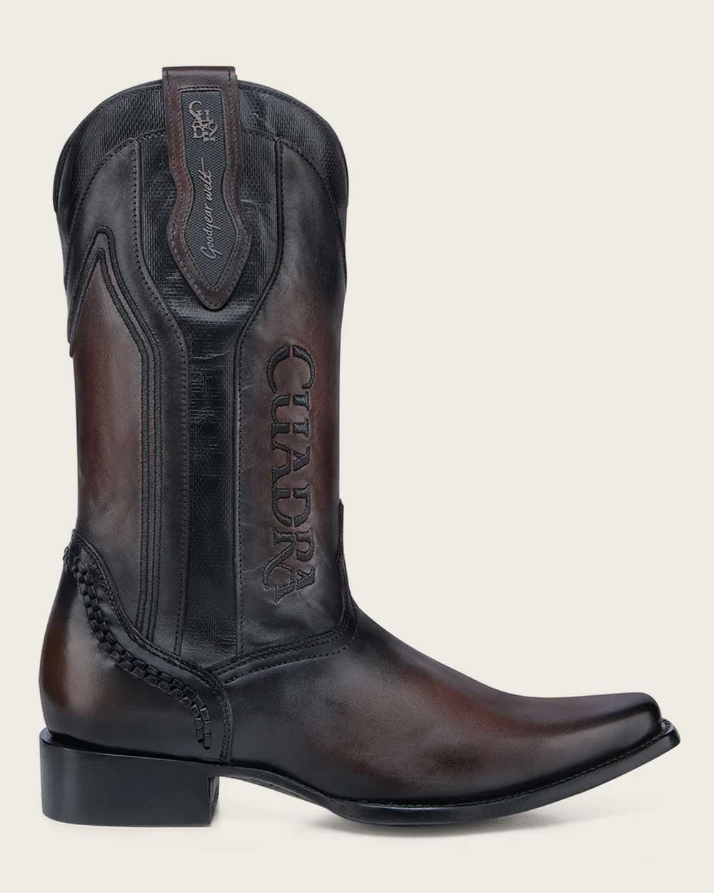 Western embroidered dark brown boot