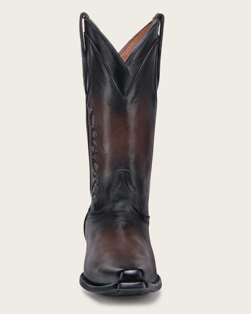 Western embroidered dark brown boot