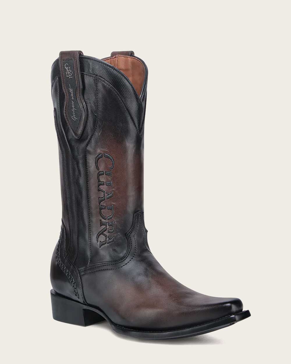 Western embroidered dark brown boot