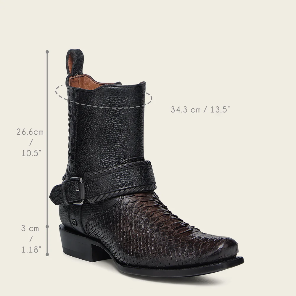 Urban python black boot with buckle stripe