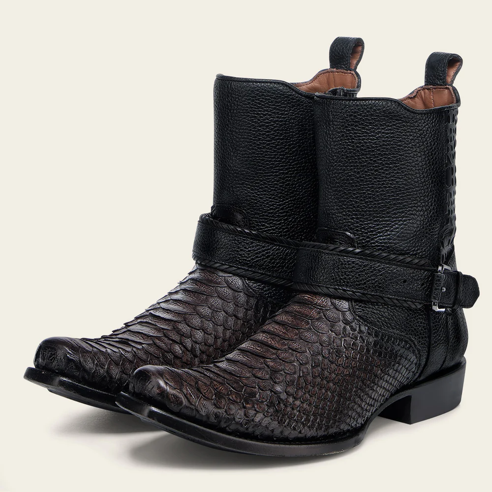 Urban python black boot with buckle stripe