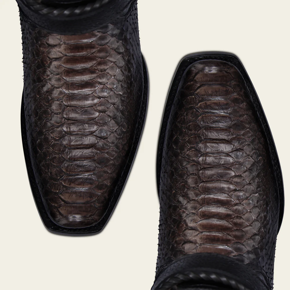 Urban python black boot with buckle stripe