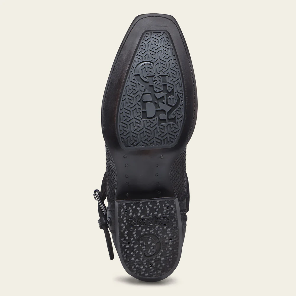 Urban python black boot with buckle stripe